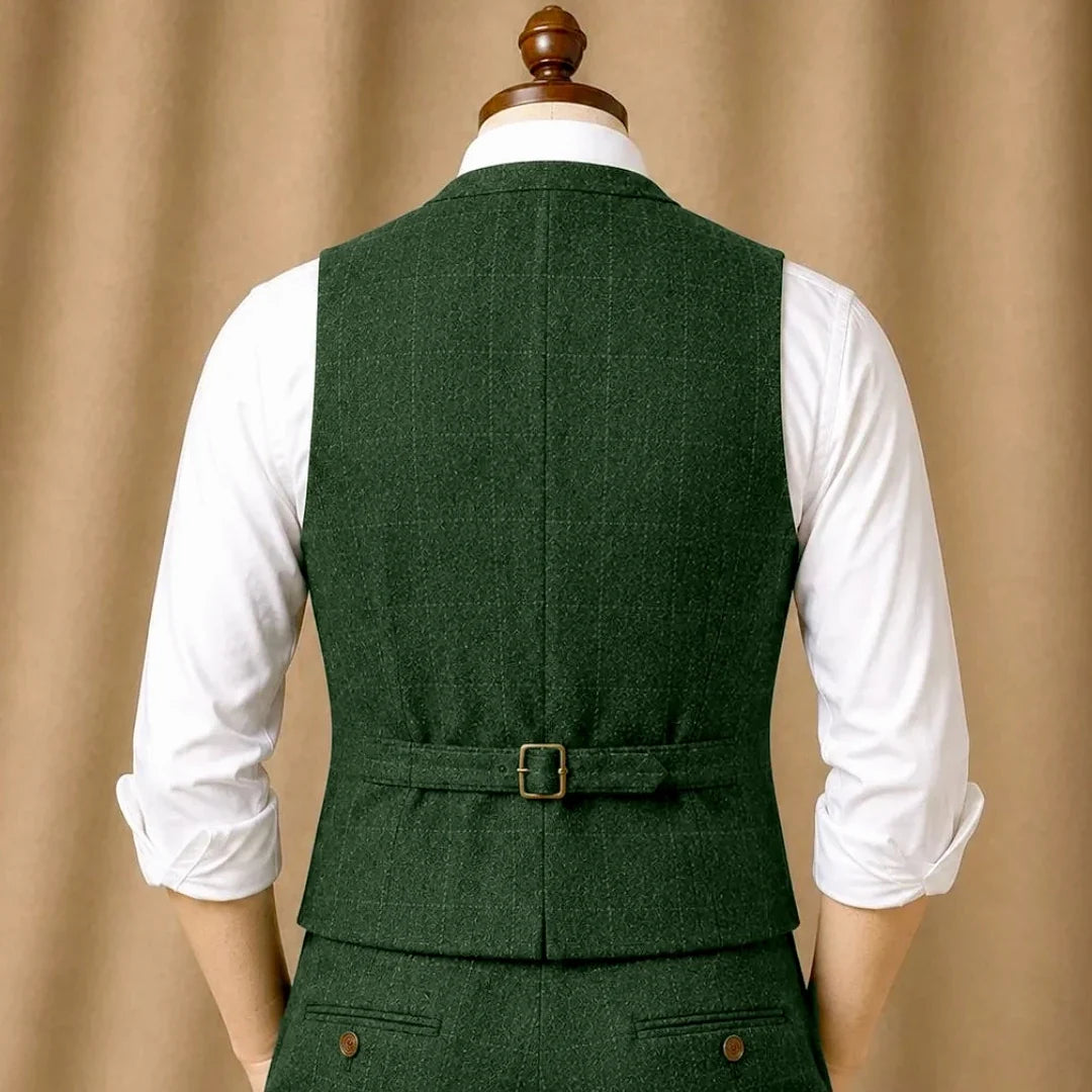 Men's Herringbone Vest Single Breasted Formal Waistcoat for Wedding & Business