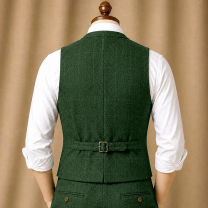 Men's Herringbone Vest Single Breasted Formal Waistcoat for Wedding & Business