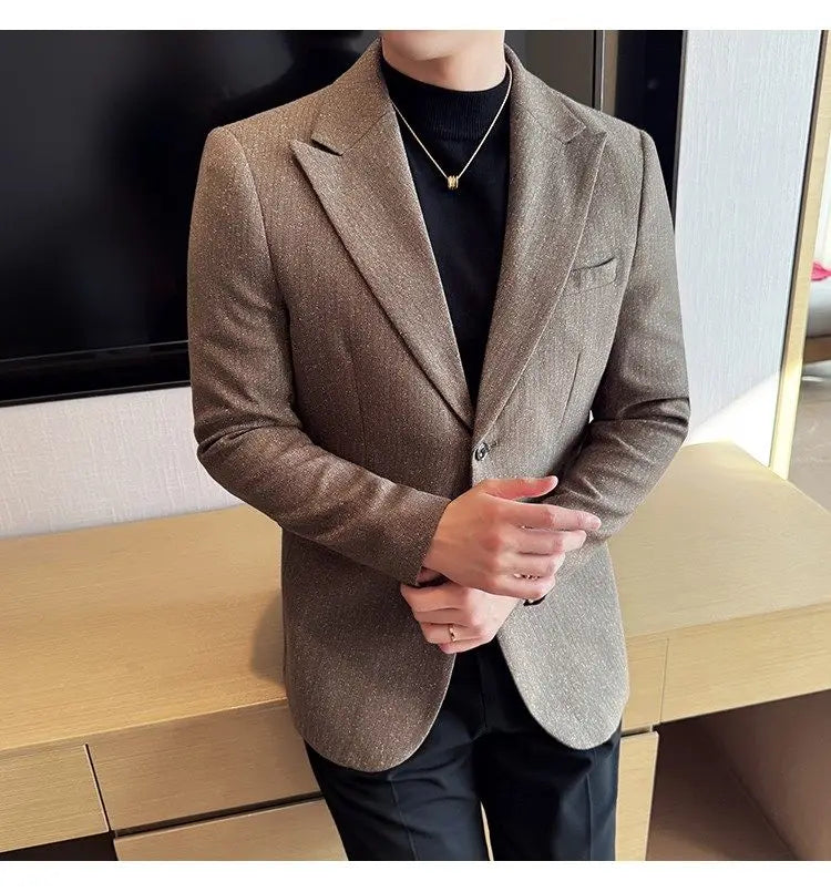 Men's Blazer Single Breasted Slim Fit Korean Style Casual Suit Jacket