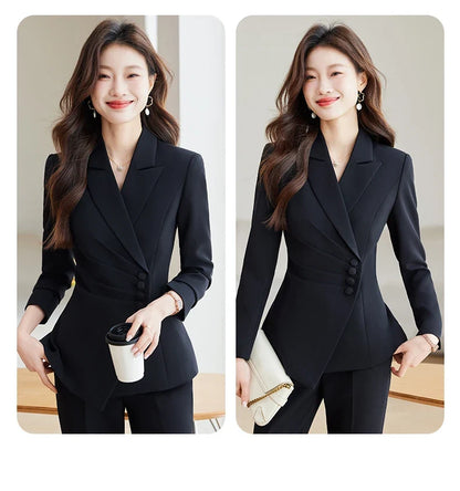 Fashionable Business Women's Clothing, Boutique Long-Sleeved Two-Piece Pants + Blazer, New Style in 2025