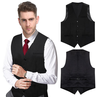 Men's Suit Vest – Solid Formal Waistcoat for Wedding, Party & Business Wear