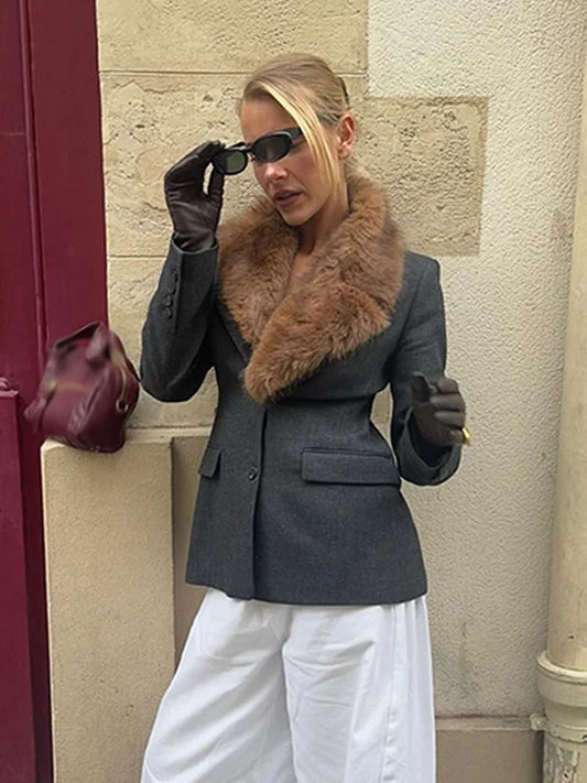 Woman Spring Fashion Casual Coats Solid Turn-Down Collar Long Sleeves Pockets Single Breasted Female Street Style Blazers