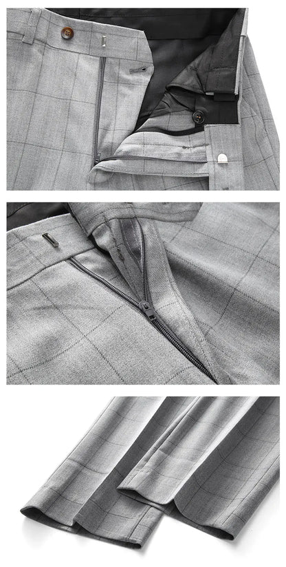 Business Casual Plaid (suit + Vest + Trousers) High-end Fashion Handsome Button Suit Korean Version Slim-fit Three-piece Set