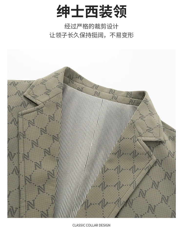 Blazer Outdoor Men's Casual Fashionable Sporty Slimming Letter Trendy British Style Versatile Business Gentleman Wedding Blazer