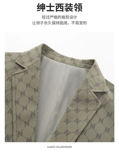 Blazer Outdoor Men's Casual Fashionable Sporty Slimming Letter Trendy British Style Versatile Business Gentleman Wedding Blazer