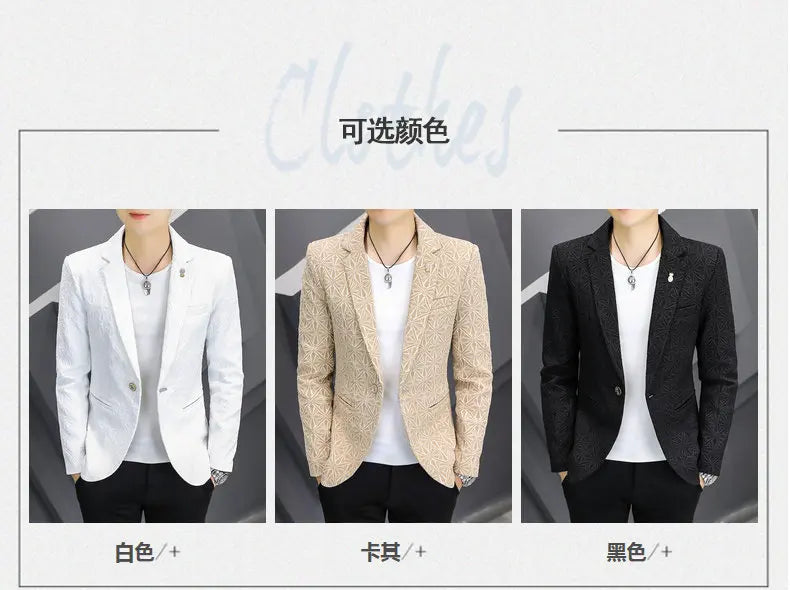Blazer Men's Fashion Outdoor Travel Gentleman Wedding Slimming Business Versatile Trendy Casual Korean-style Formal Wear Blazer