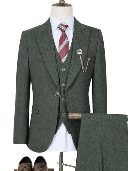 Cassy High Quality Green Male Groom Wedding Blazers Slim Fit Casual Evening Gown Business Office Men's Suits Three-piece Set