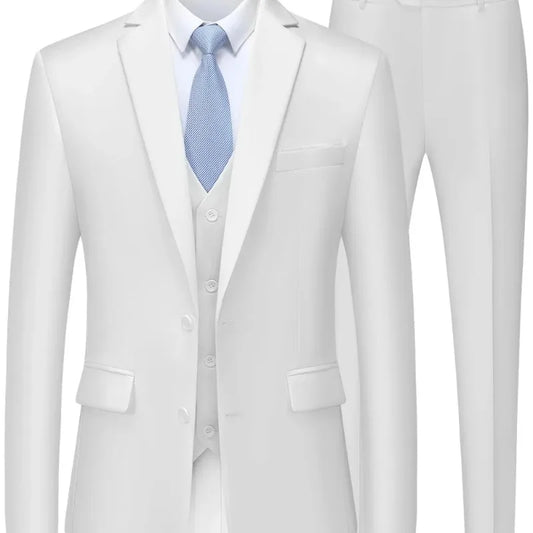 SlimFormal Mens Suit  Groomsmen Tuxedo Set Business Prom Jacket Blazer Vest Pants for Men