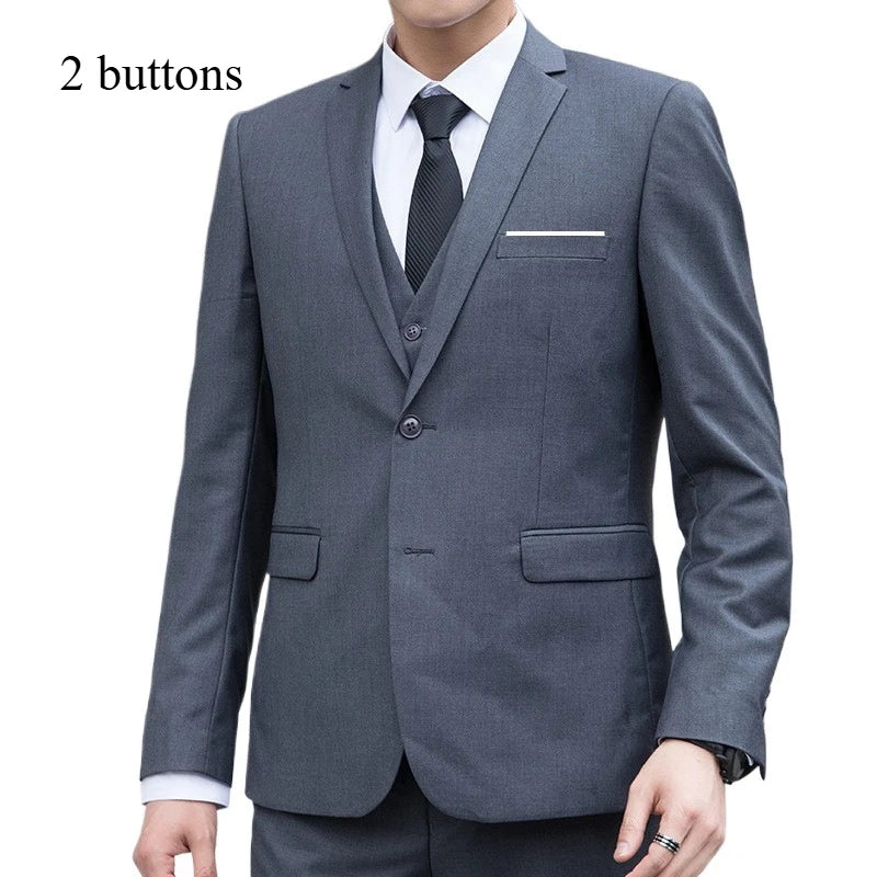 Men's Smart Casual Suit – Single Breasted Business Formal Set for Weddings & Performances