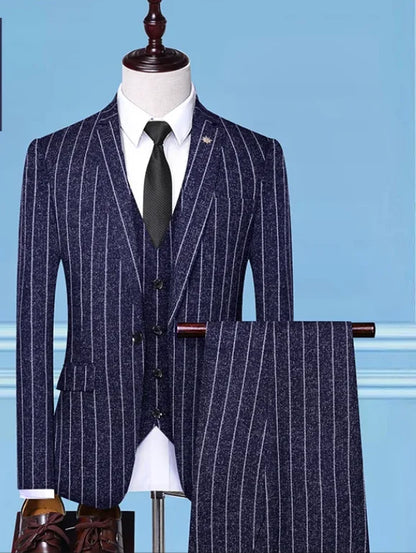2025 Slim-Fit Three-Piece Suit Vest Trousers Set High-End Boutique British Wedding Party Trend Casual Formal Dress