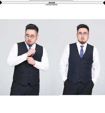 Men's Suit Vest Plus Size Single-Breasted Waistcoat Black Smart Casual Wedding Business