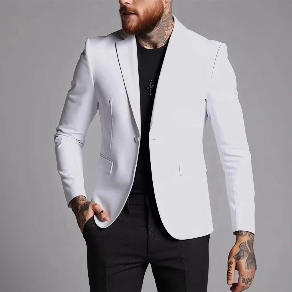 Men's Suit Business Jacket Thin Slim Fit Male 1 Piece Blazer Spring Autumn Simple Handsome Gentleman Vintage Casual