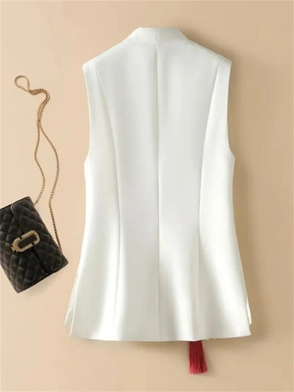 2025 New Spring Chinese National Style Elegant Women Vest Heavy Industry Embroidery Sleeveless Jacket Cardigan Female Waistcoat