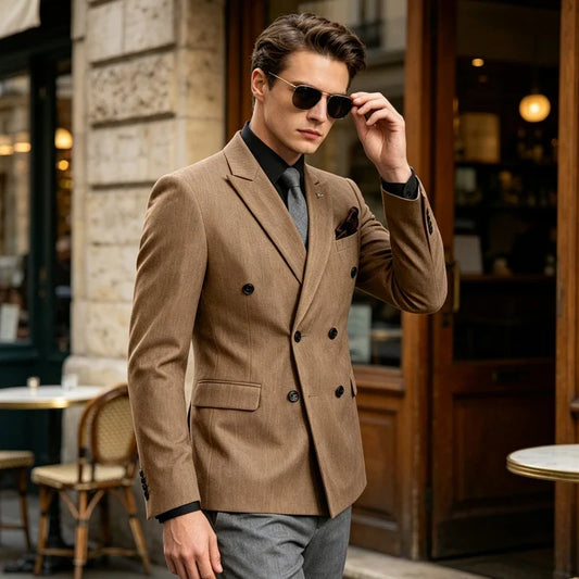 Men's Linen Blazer Notched Lapel Slim Fit Suit Jacket Lightweight Breathable Business Wedding Formal Casual Spring Autumn Coat