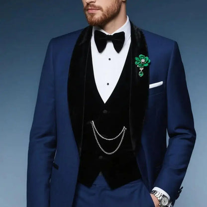 Costume 3 pièces homme Smokings de marié Costumes d'affaires Blazer ajusté Gilet croisé Pantalon pour fête de mariage