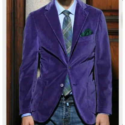 Men's Velvet Blazer Single-Breasted Slim Fit Sport Coat for Business and Formal Occasions