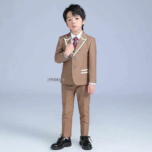 Boys Formal Suit Set – Kids Wedding & Ceremony Outfit in Khaki