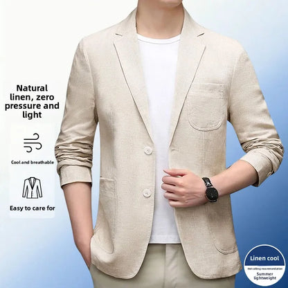 Solid-color Linen Blazer - Men's Fashionable, Business-appropriate, Versatile, Comfortable, Lightweight and Breathable Blazer