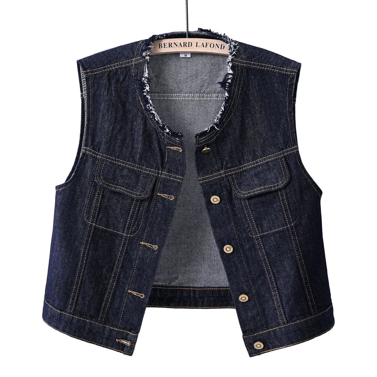 Women Denim Vest Coat Rough O Neck Vintage Short Sleeveless Jacket Female Cowboy Waistcoat Casual Tops Chaleco Mujer Outerwear