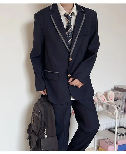 Large Size Korean Style Student Suit British College Style Jacket Men's Top Passport Photo Clothing Class Uniform