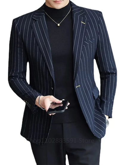Jacket Slim Striped New Men's Suit Business Casual Professional Formal Jacket Banquet Suit Blazer