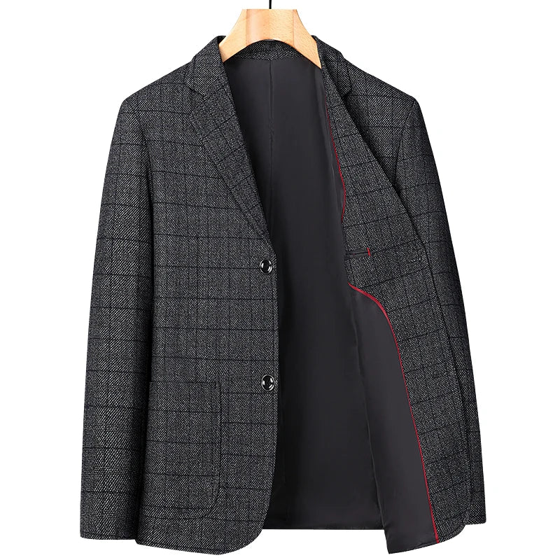 Blazer Men Business Gentleman Wedding Fashionable Checkered Best Gentlemanly Slimming and Casual Middle-aged and Elderly Blazer