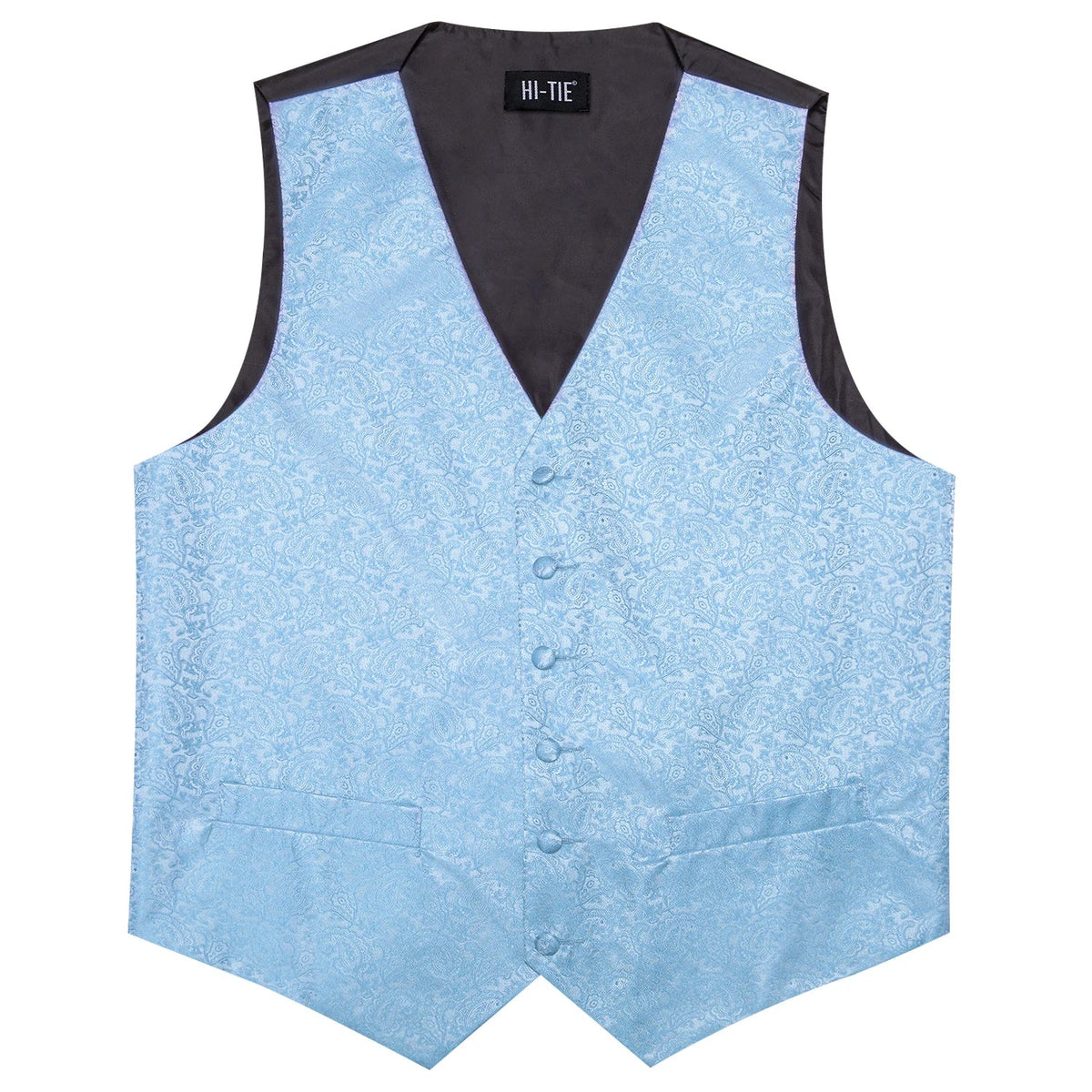 Men's Waistcoat Floral Paisley Vest with Tie Hanky Cufflinks Set for Wedding and Business