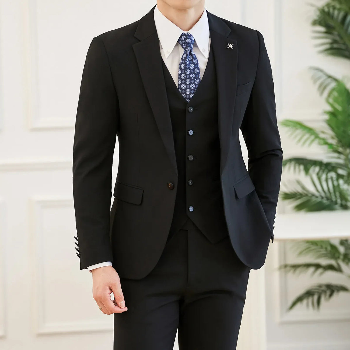 High Quality Elegant Single-Breasted Men Suit Fashion ltalian Style Slim High-end Business Groom Wedding Party Tuxedo 3/2 Pieces