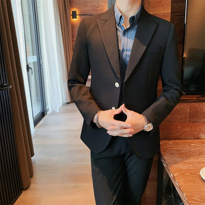 2022 Classic Green Blue Jacket Uniform Groom Tuxedos Mens Wedding Suits Peaked Lapel Man Business Blazer Groomsmen Prom Dress