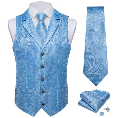 Men's Suit Vest & Tie Set – Paisley Jacquard Waistcoat for Weddings and Formal Occasions