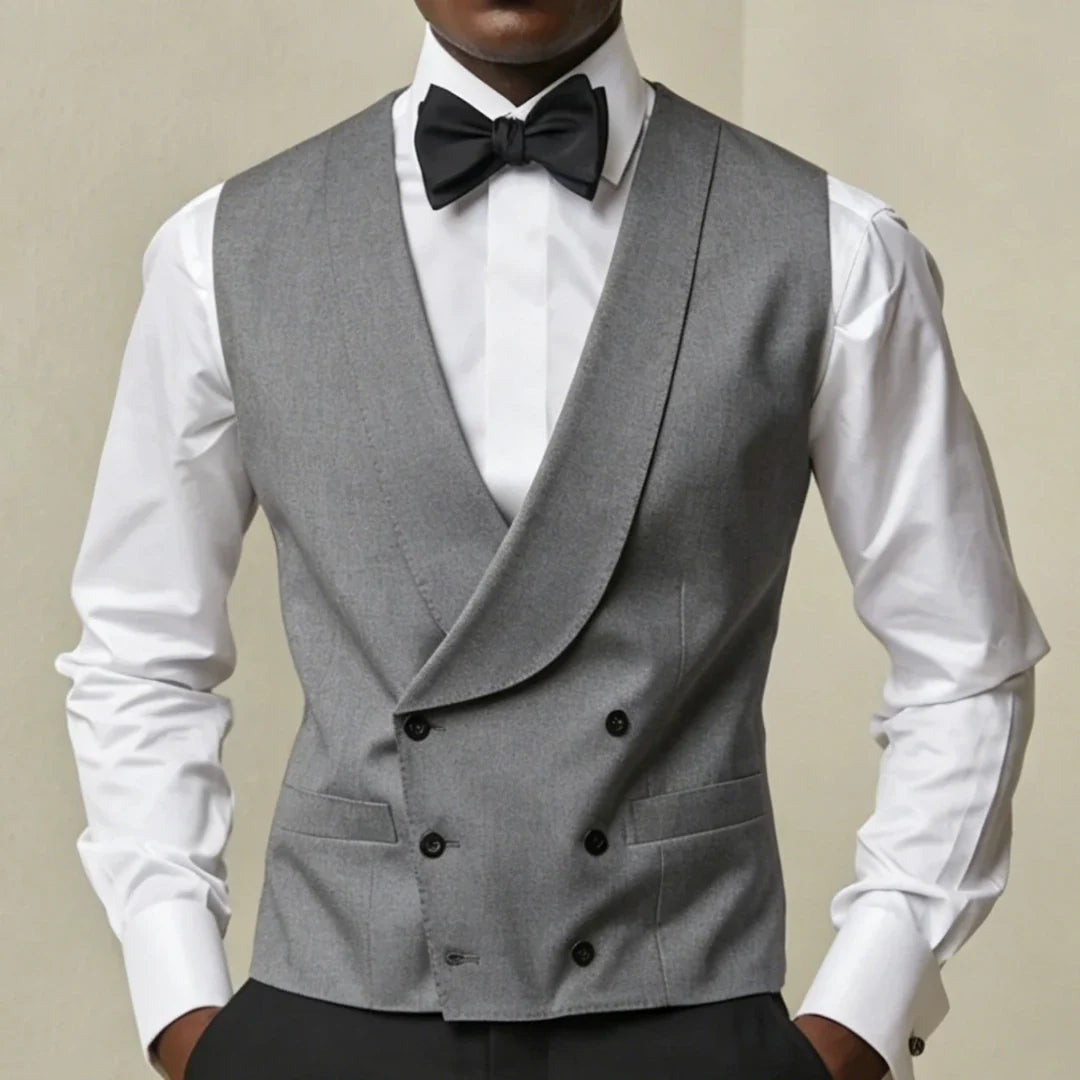 Men's Double Breasted Vest – Formal Waistcoat for Weddings, Banquets & Business