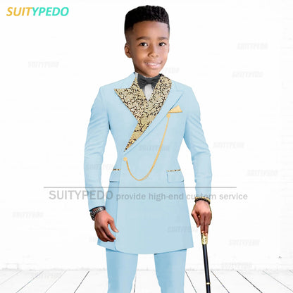 Luxury Boy's Suit Set Homecoming Party Kids Jackets Tailor-made Slim Fit Blazer Pants 2 Pieces Wedding Party Children Tuxedos