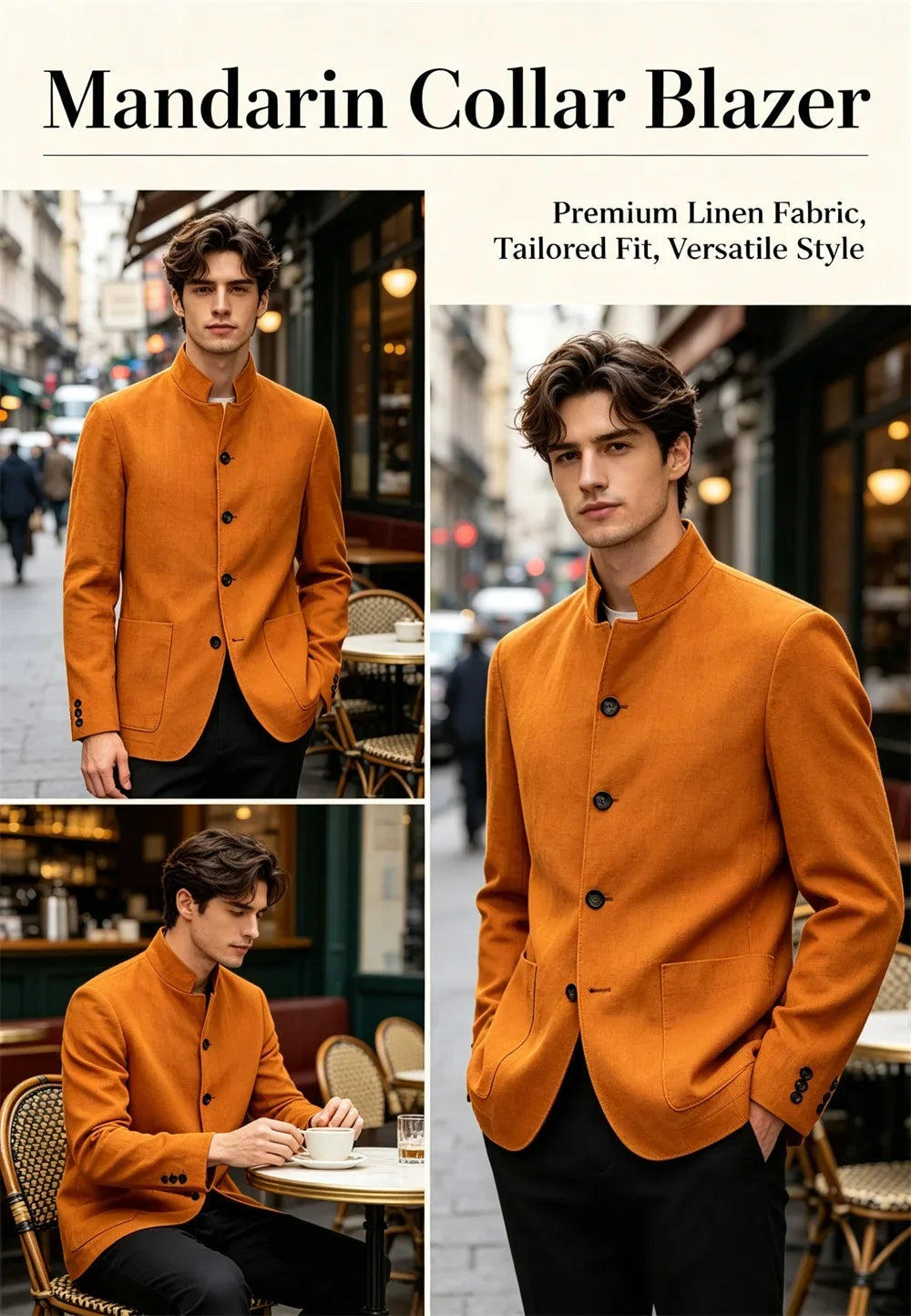Men's Linen Blend Blazer Single Breasted 4 Buttons Patch Pockets Slim Fit Business Wedding Daily Breathable Fashion Casual Coat