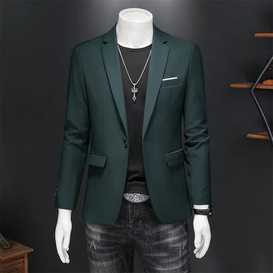 Men's Slim Fit Single-Breasted Blazer for Business Casual and Wedding Occasions