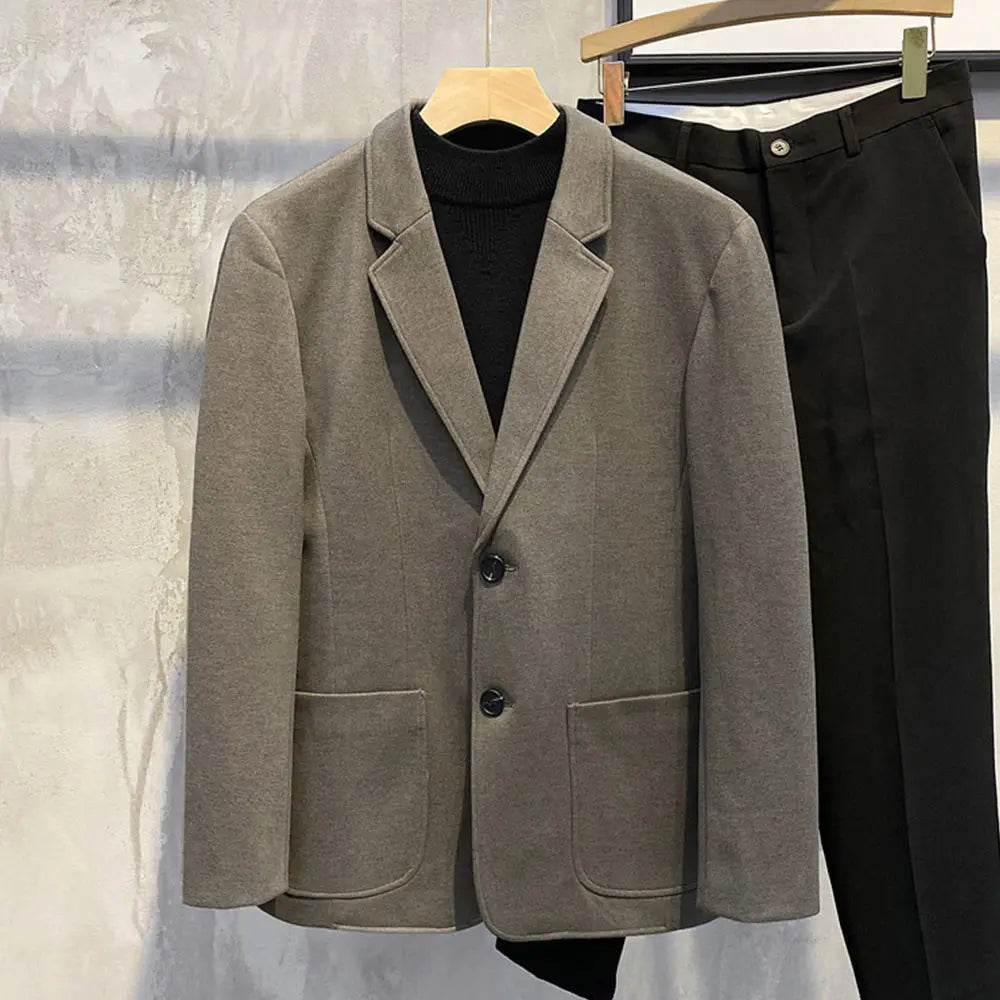 Elegant Single Breasted Coats Tweed Man Suits and Blazers Original Jacket for Men Spring Clothes Korean Style Casual Menswear