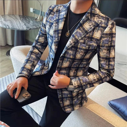 Autumn Winter Casual Suit Jackets Men's Korean Trendy Slim Handsome Wedding Business Blazer Streetwear Social Daily Dress Coat