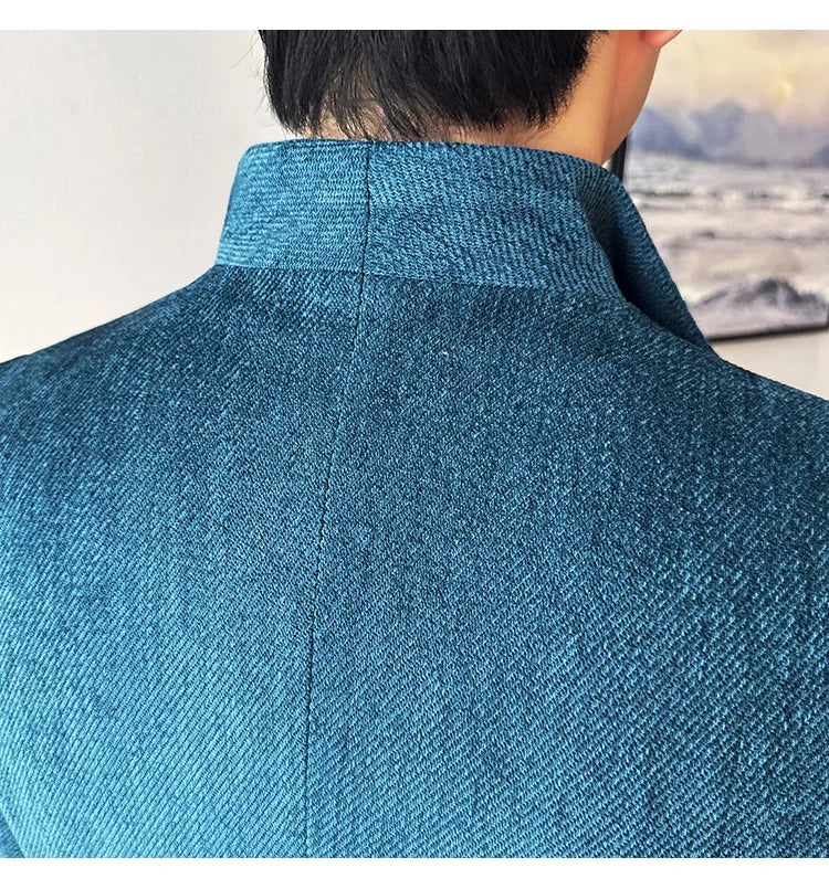 New Chinese Style Stand Collar Fashion Casual Suit Jacket Autumn Winter New Slim Fit Business Formal Social Prom Party Tuxedos