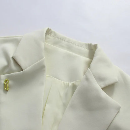 Women Blazer Elegant Fashion Metal Hollow Out Design Long Sleeve Loose Versatile Trendy Suit-Coat Spring Autumn New HK26606