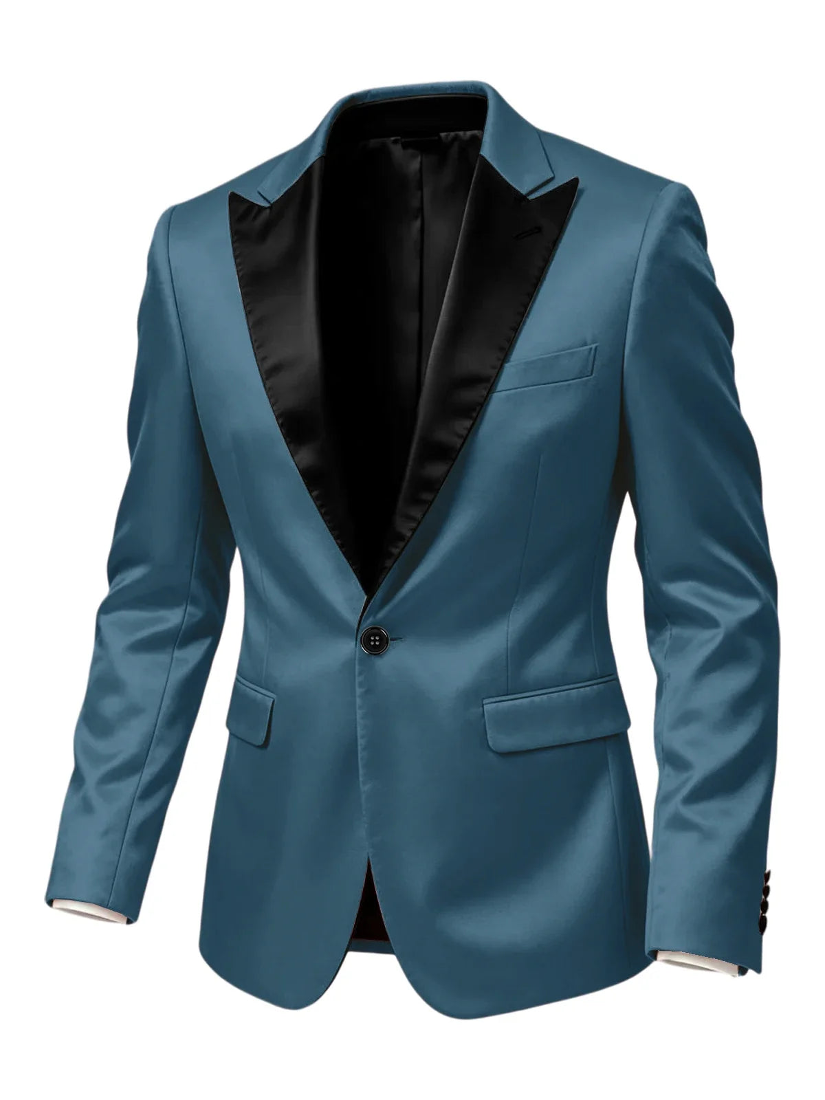 Luxury Satin Men's Tuxedo Blazer Black Peak Lapel One Button Slim Fit Suit Jacket Formal Business Casual Suit For Wedding Party