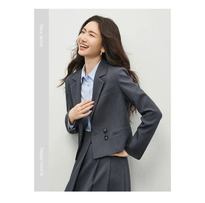 Women's Linen Commuter Blazer 2026 Spring Autumn New Cropped Jacket Minimalist Elegant Outerwear for Ladeis 161XC6215