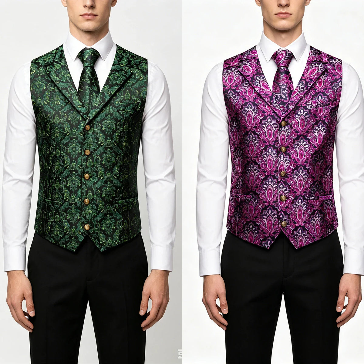 Men's Paisley Floral Vest Suit Set for Weddings & Parties – Multi-Color