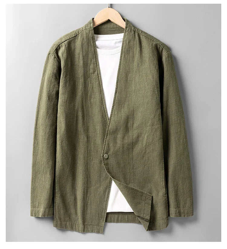 Cotton 30%, Hemp 70%, Blazer Men Fashionable Business Gentleman Casual Gathering Trendy Versatile and Breathable Relaxed Blazer