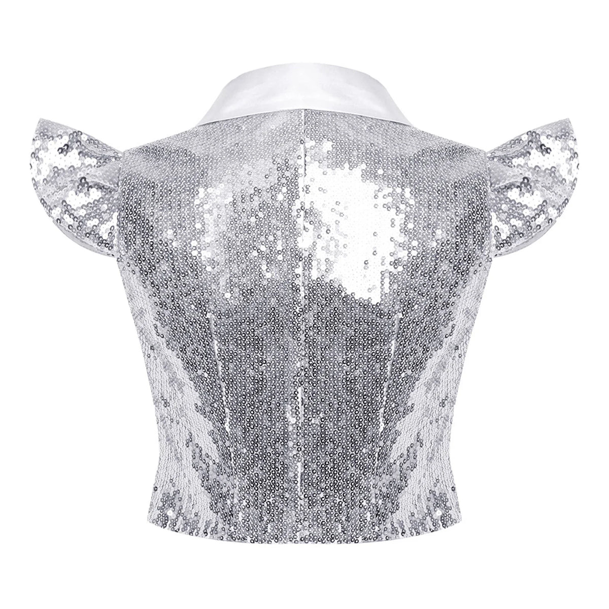 Womens Sparkly Disco Cosutme Sleeveless Vests Sequin Waistcoat for Rave Music Festival Nightclub Jazz Dance Party Dressy Tops