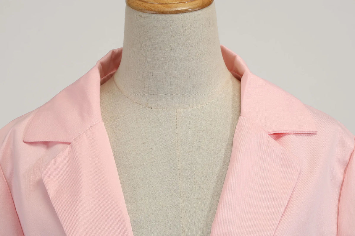 Women's Casual Blazer Notched Lapel Long Sleeve Open Jacket with Pockets Slim Fit Spring Autumn Office Lady Streetwear Coat