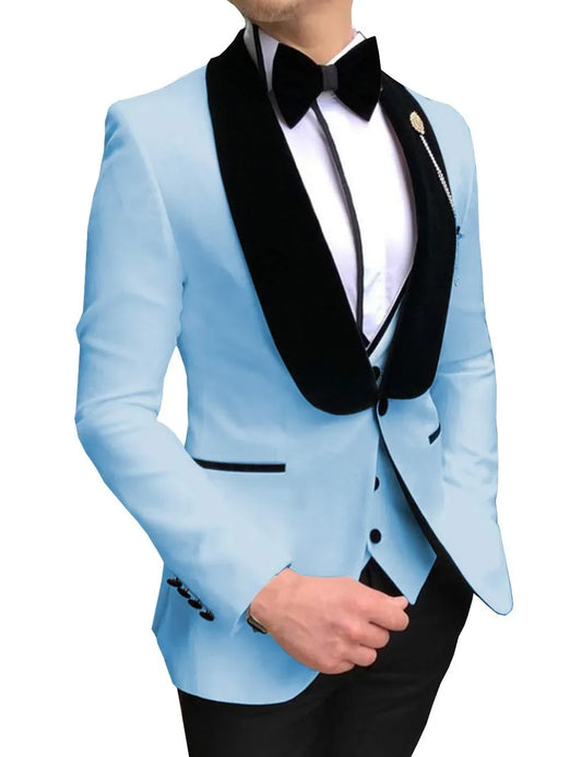 Royal Blue Men Suits Prom Tuxedos Groom Blazer Slim Fit Dinner Party Suit For Men 3 Piece
