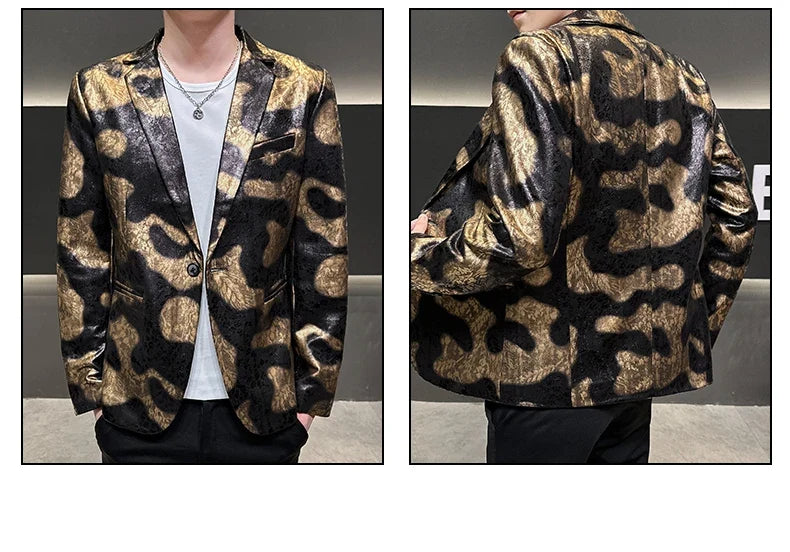 2026 Autumn Suede Men's Casual Suit Jacket Slim Fit Handsome High-quality Business Social Blazers Social Streetwear Dress Coat