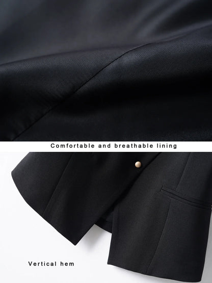 Short V-Neck Suit Vest for Women, Spring and Autumn Slant-Buttoned Top, Perfect for Office Wear and Versatile Vest