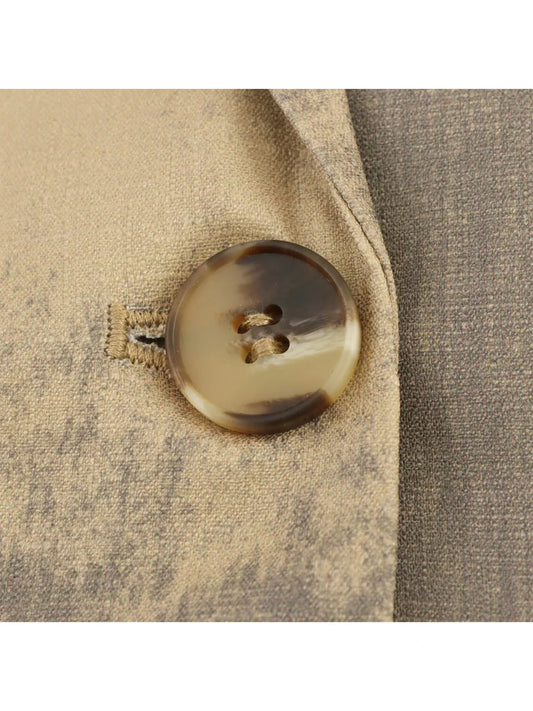 Women Khaki Blazer Jacket Vintage Outerwear Single Breasted Long Sleeve Oversize Suit Coat Harajuku Y2k 2000s Spring Autum 2025