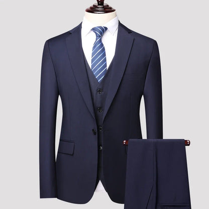 Men's 3-Piece Suit Set Single Breasted Smart Casual Formal Wear for Travel & Business – Available in S to 4XL