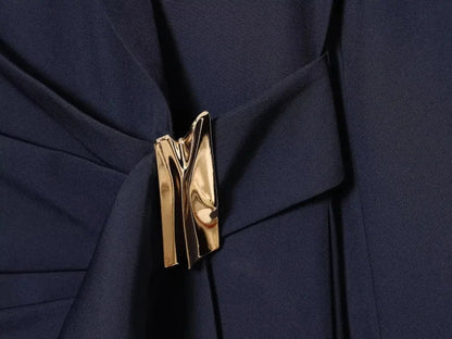Women Asymmetric Buckle Blazer Elegant Wrap Suit Jacket Slim Waist Tailored Office Lady Workwear Fashion Blazer Coat